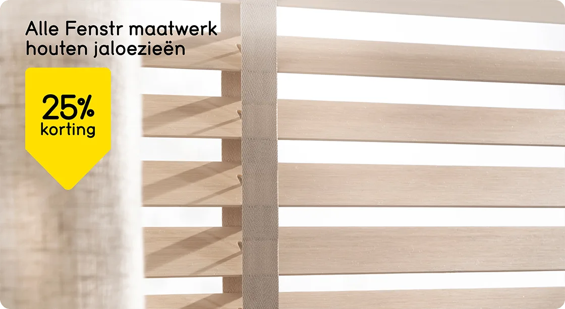 Alle Fenstr maatwerk houten jaloezieën 25% korting