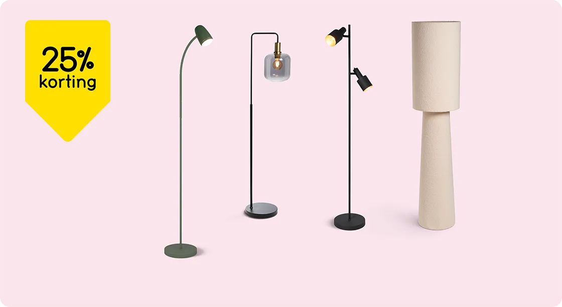 Alle vloerlampen 25% korting