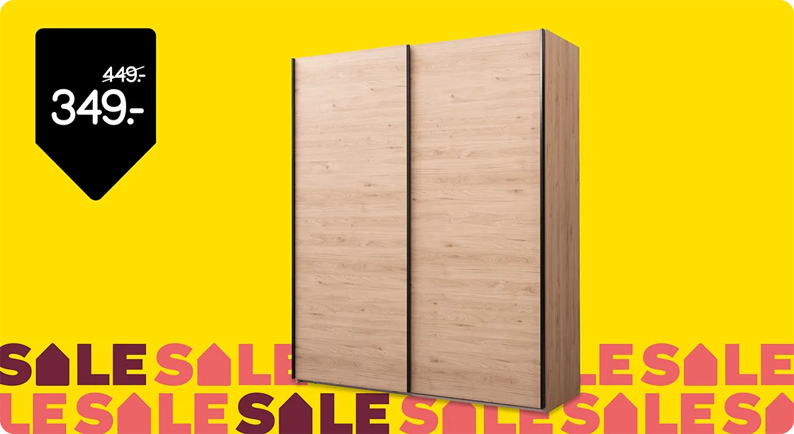 Schuifdeurkast Bergamo van 449,- voor 349,- 