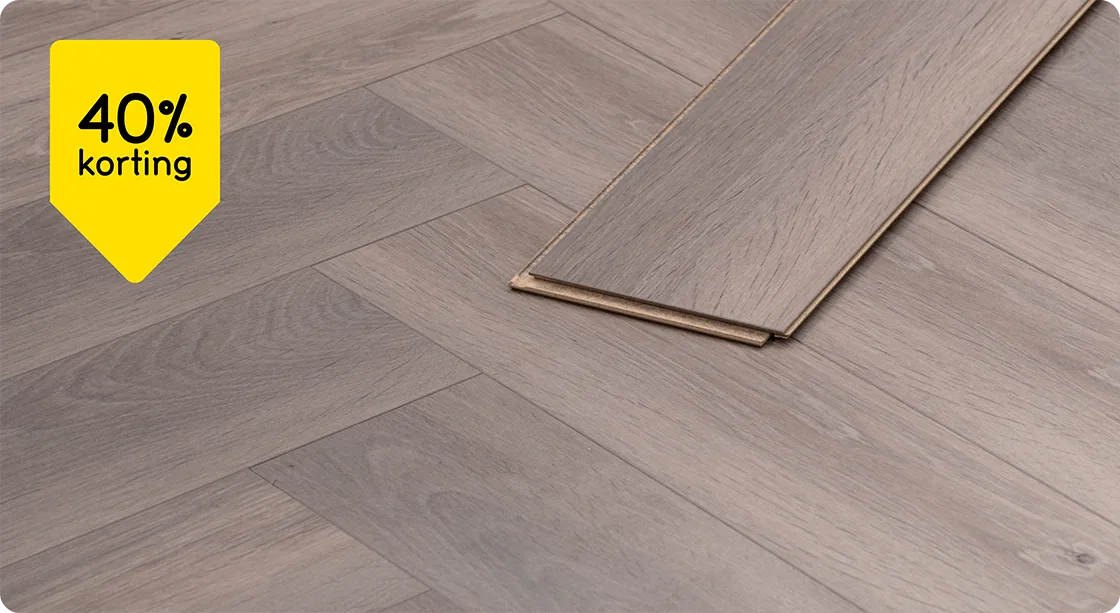 Laminaat Herringbone 40% korting