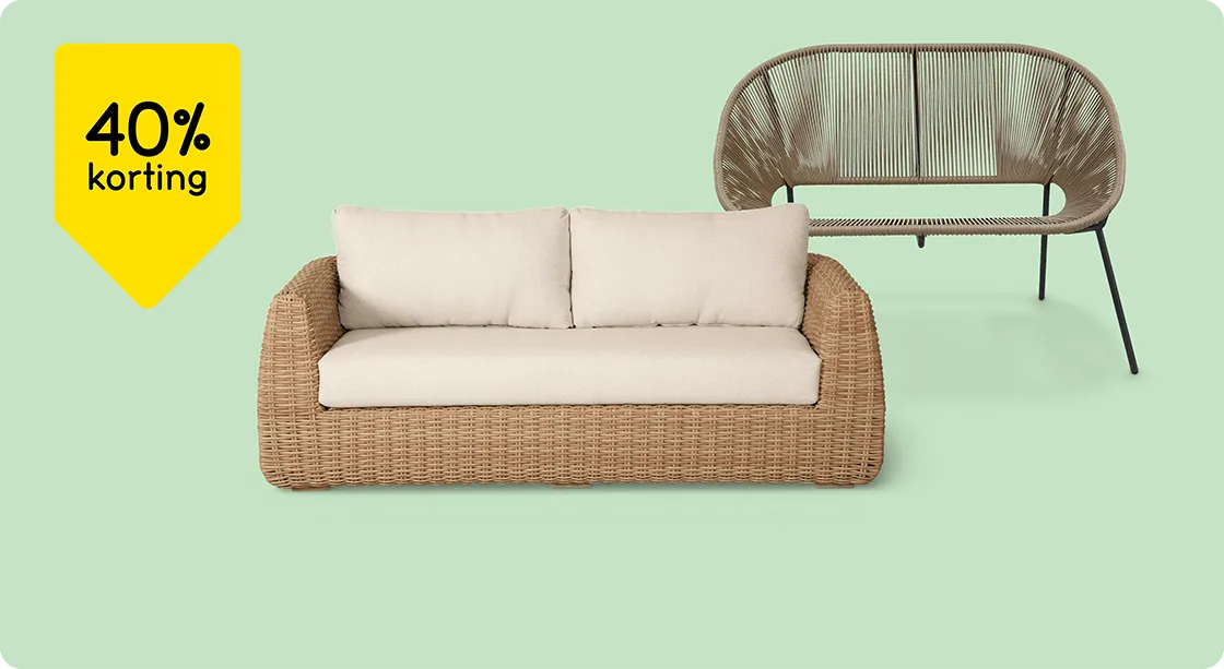 Alle loungesets en tuinbanken 40% korting