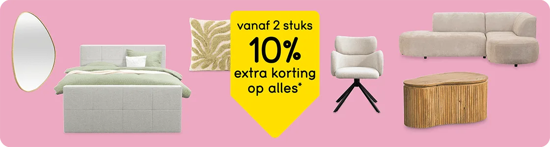 10% extra korting op alles vanaf 2 stuks