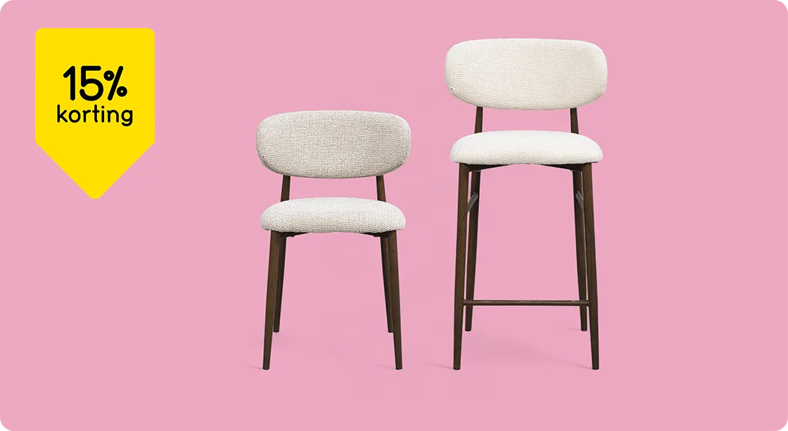 Alle eetkamerstoelen en barkrukken Tibor 15% korting