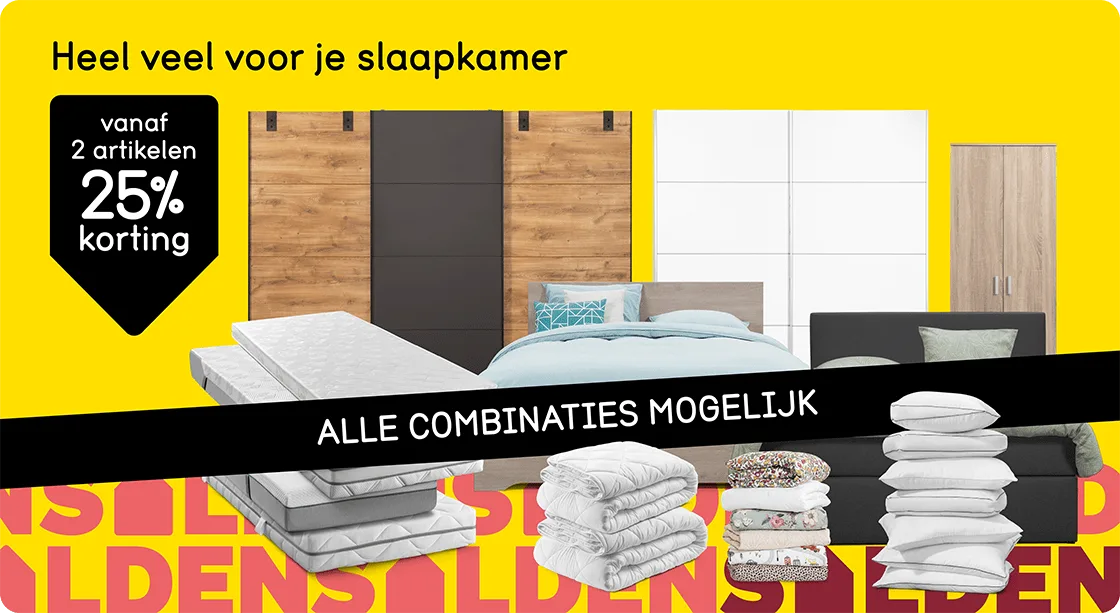 25% korting vanaf 2 artikelen op heel veel voor je slaapkamer