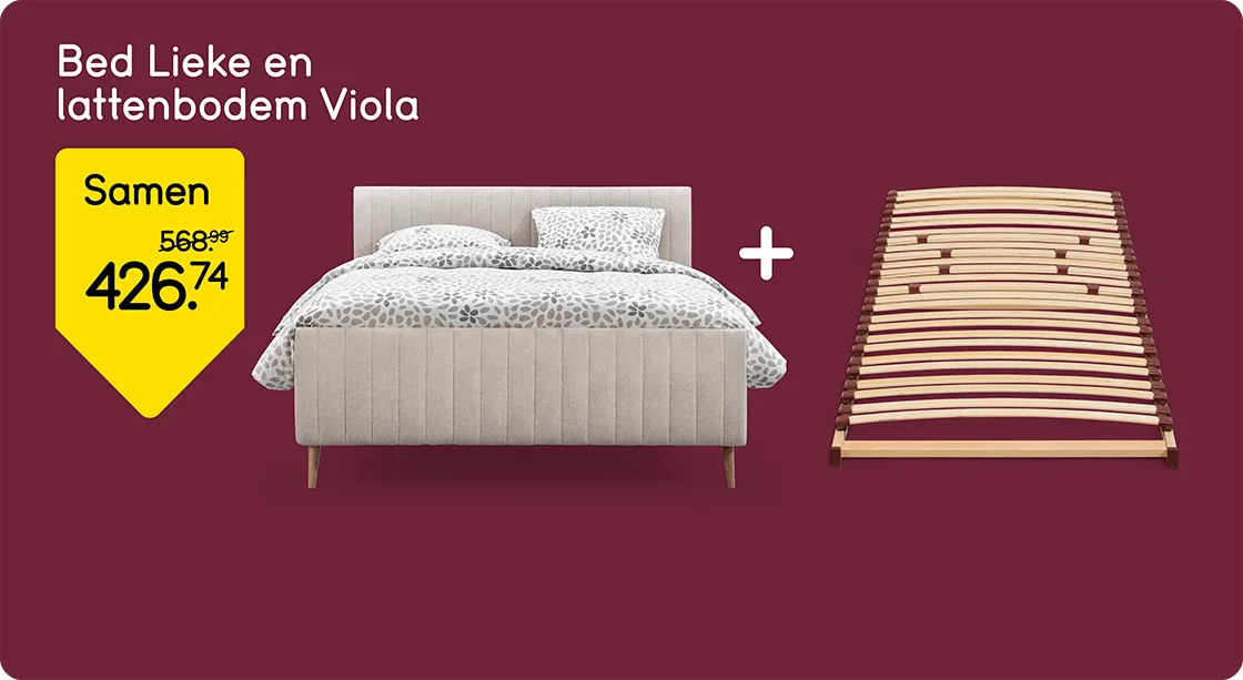 Bed Lieke en lattenbodem Viola van 568,99 voor 426,74