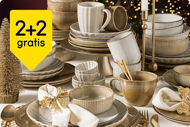 Aanbieding servies: alle servies 1+1 gratis