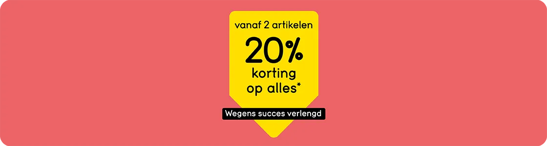 20% korting op alles vanaf 2 artikelen