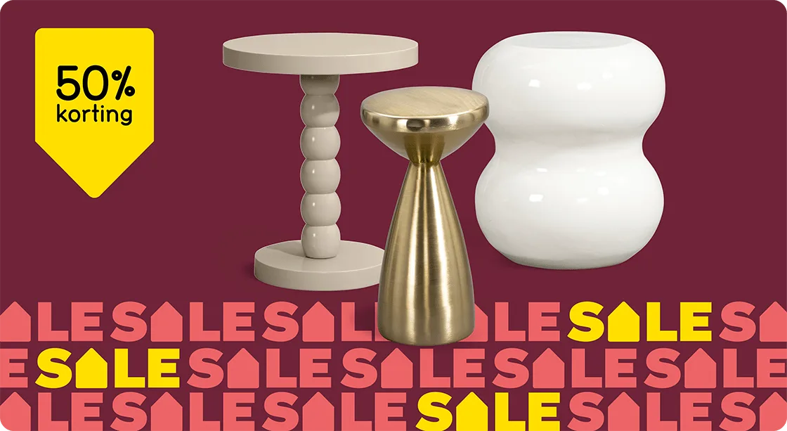 Diverse bijzettafels 50% korting