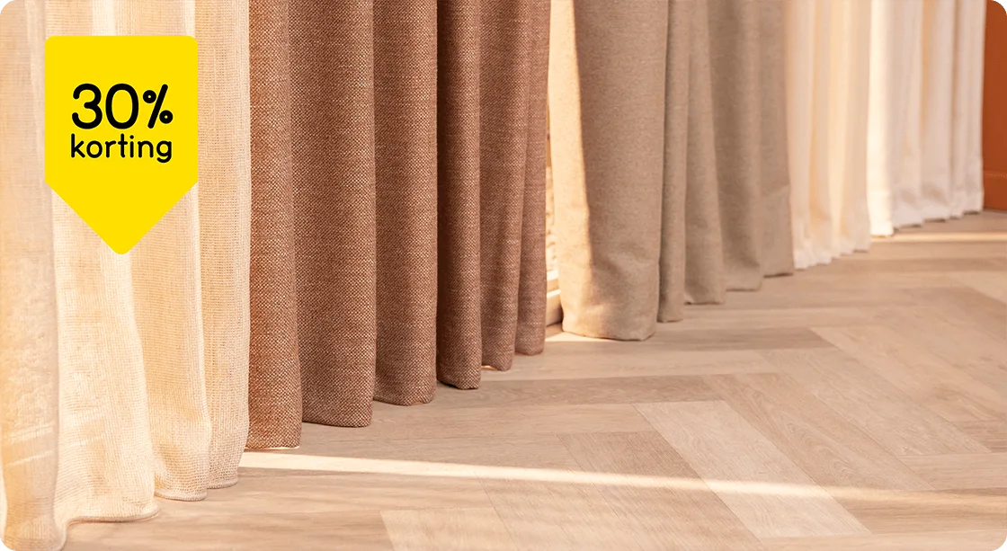 Alle gordijnen, vitrages en inbetweens 25% korting