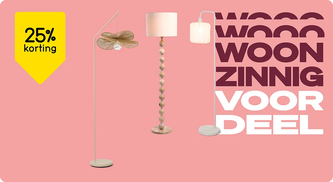 Alle vloerlampen 25% korting