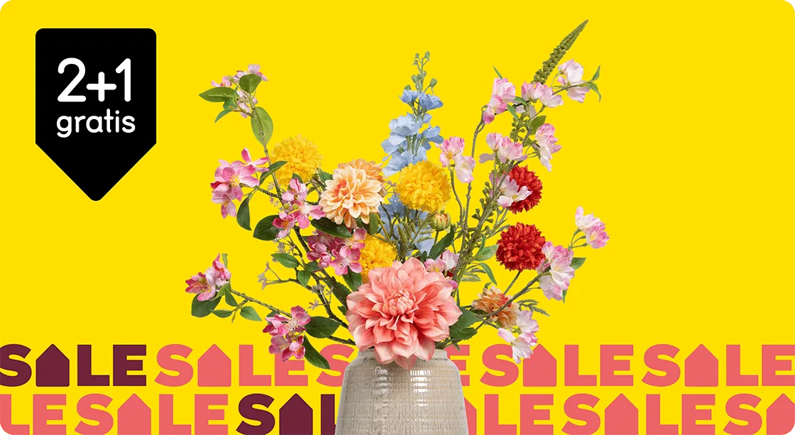 Alle kunst- en droogbloemen 2+1 gratis