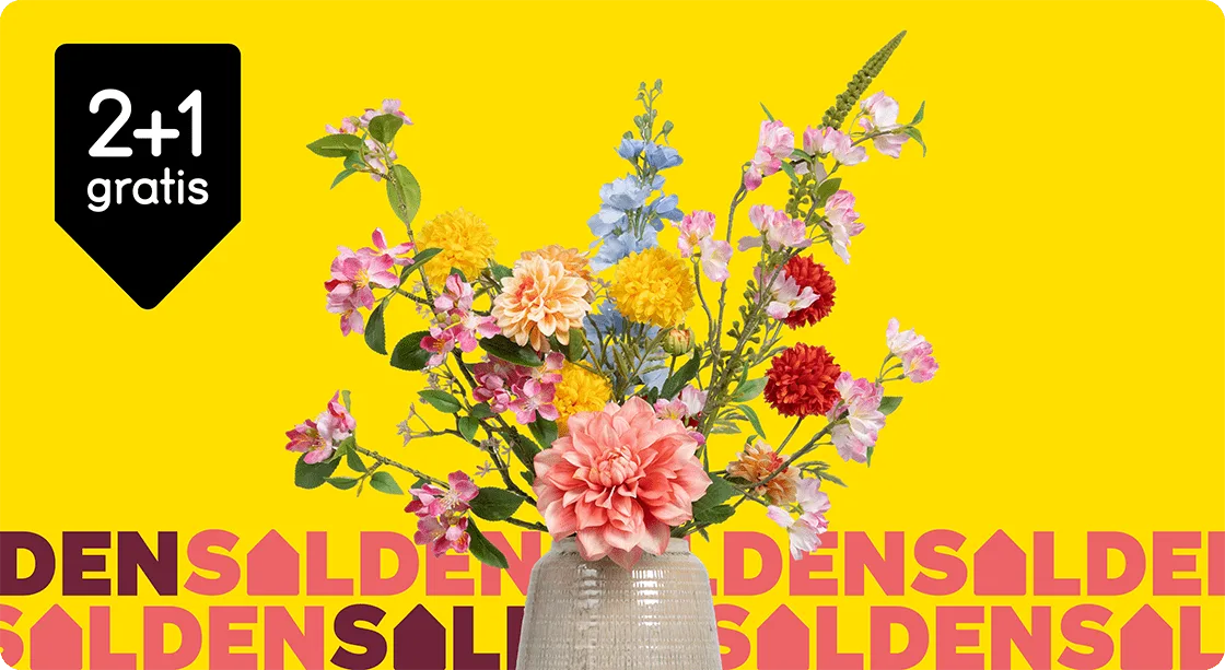 Alle kunst- en droogbloemen 2+1 gratis