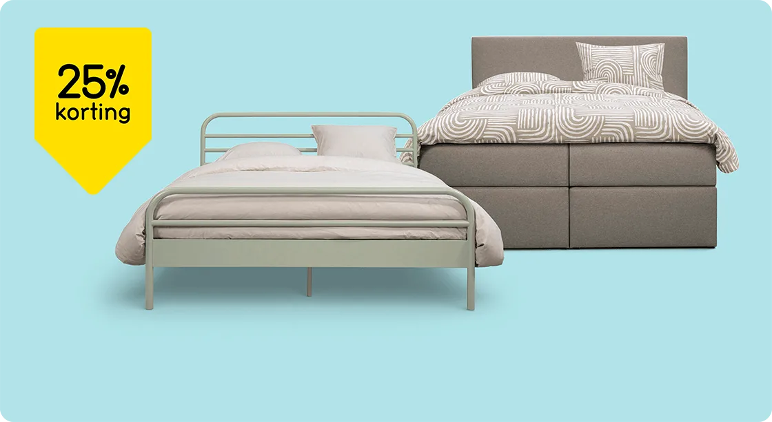 Alle bedden en boxsprings 25% korting