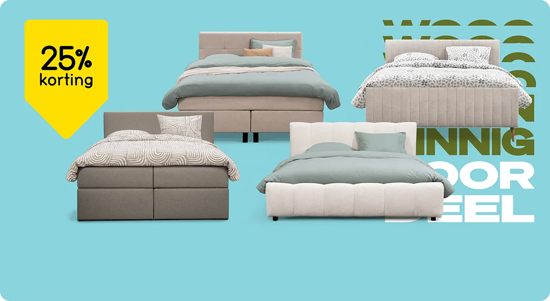 Alle bedden en boxsprings 25% korting 