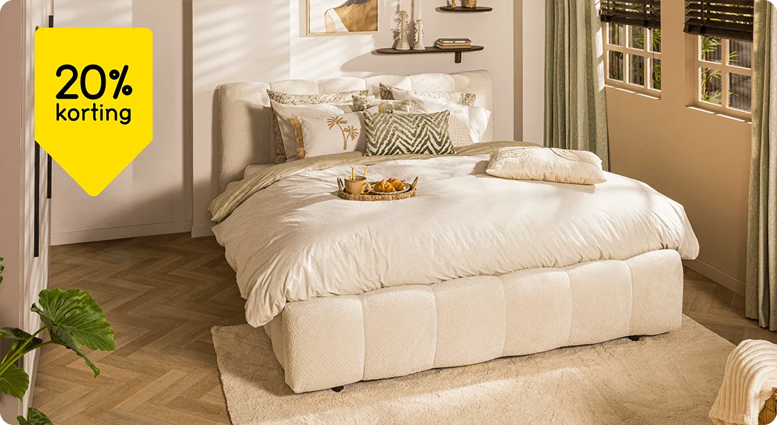 Alle bedden en boxsprings 20% korting