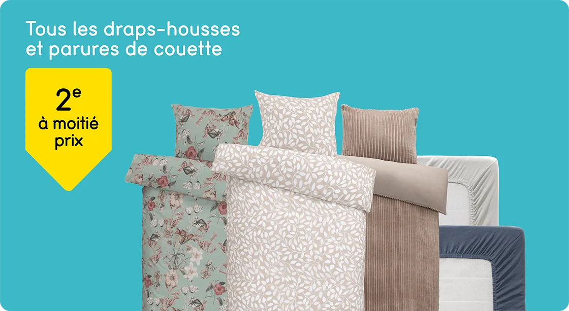 Tous les draps-housses et parures de couette 2e à moitié prix