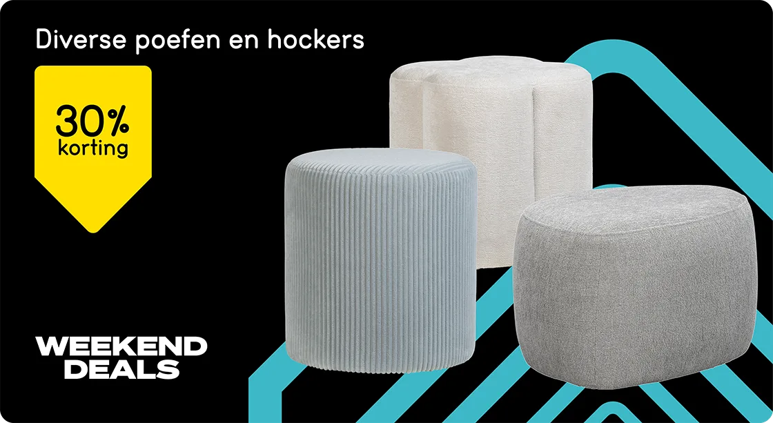 Black Friday Weekenddeal - Bekijk 30% korting op diverse poefjes en hockers