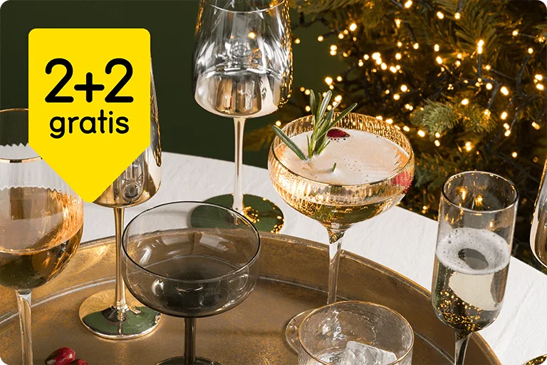 Aanbieding glazen: 2+2 gratis