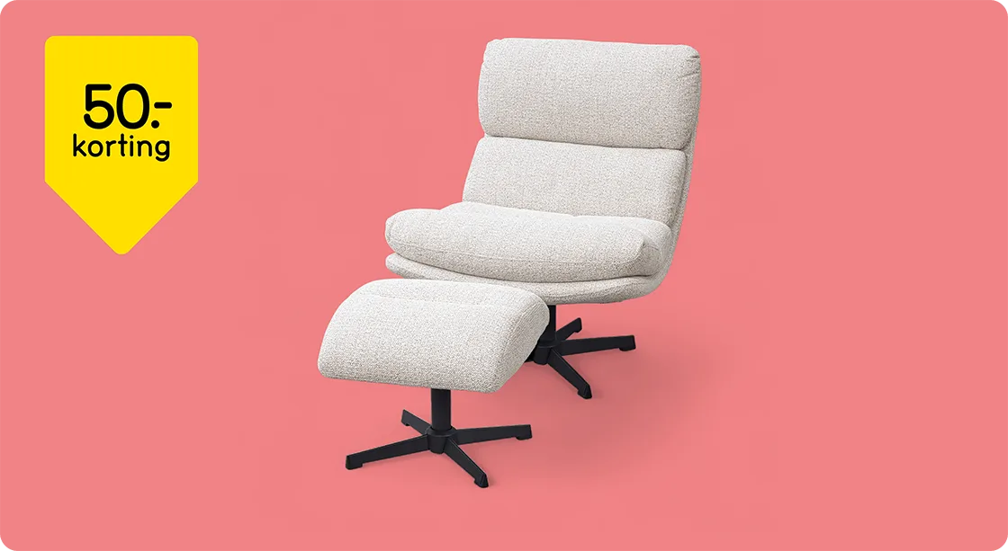 Fauteuil Bobbi incl. hocker 50,- korting