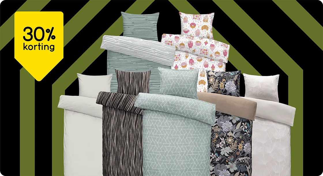 Alle dekbedovertrekken 30% korting