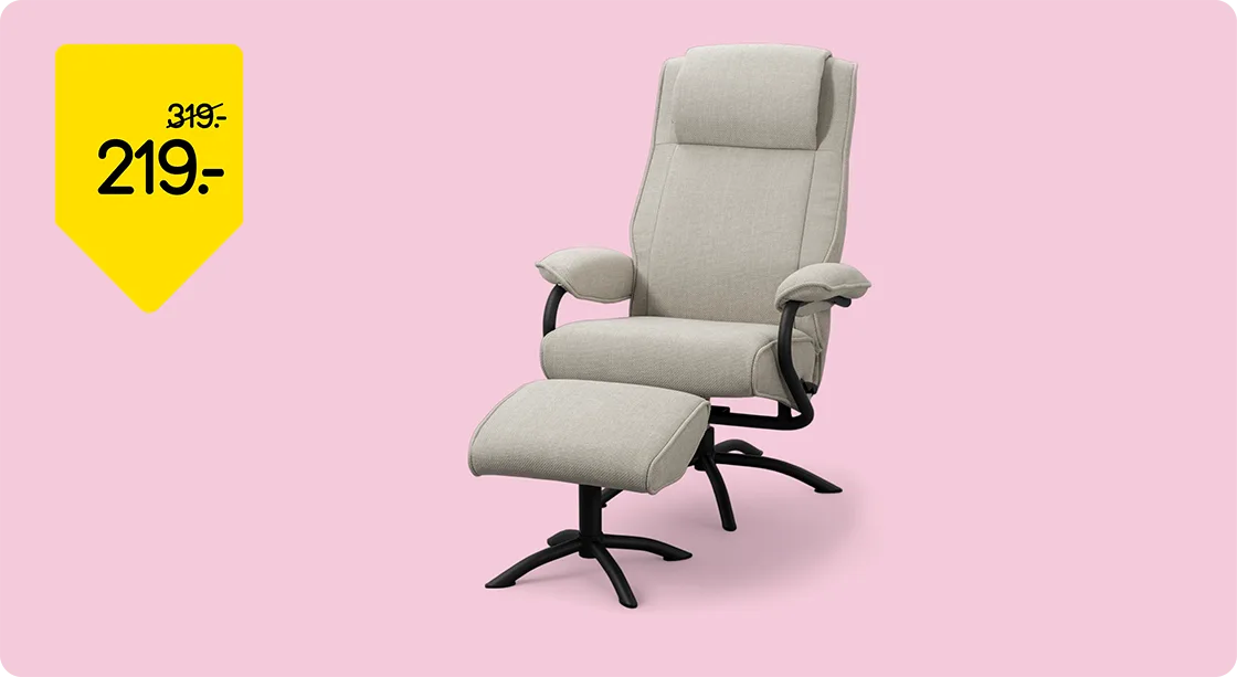 Fauteuil relax Vincent, repose-pieds inclus de 319,- pour 219,-