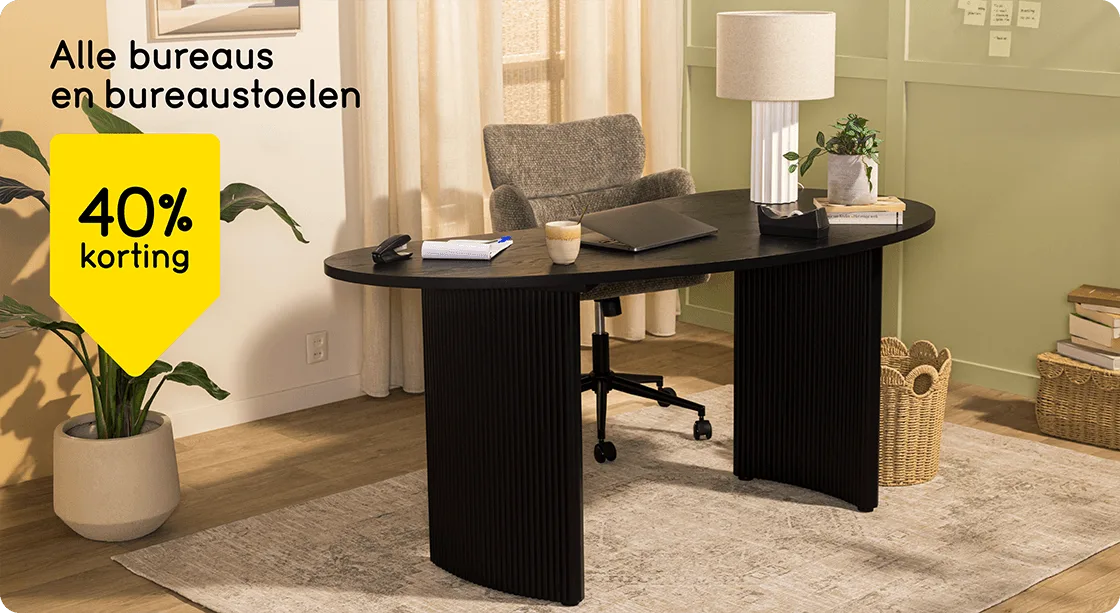 Alle bureaus en bureaustoelen 40% korting