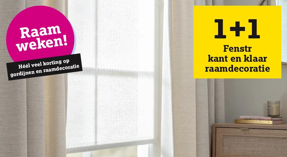 1+1 gratis op alle Fenstr kant en klaar raamdecoratie