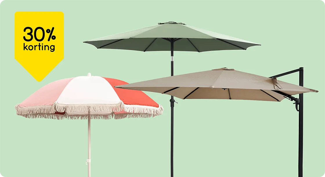 Alle parasols en zweefparasols 30% korting