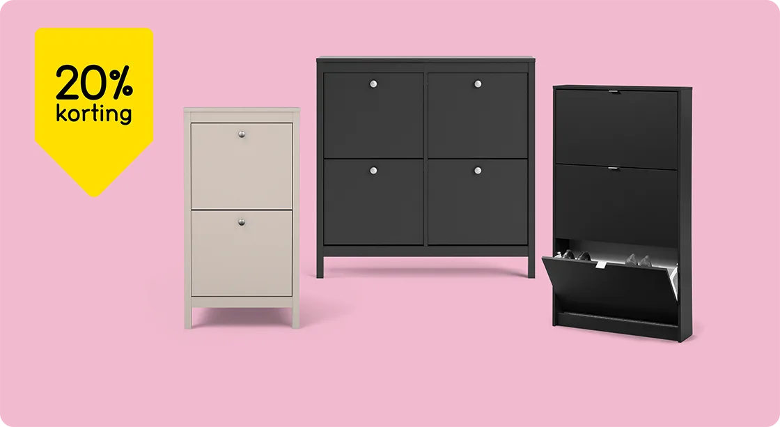 Alle schoenenkasten 20% korting