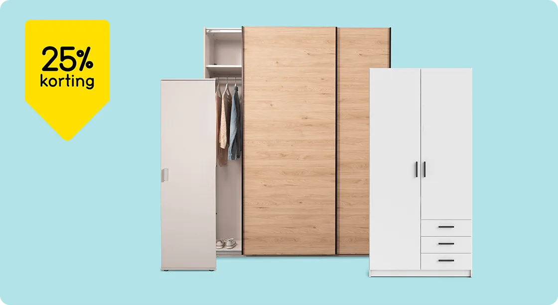 Alle kledingkasten 25% korting