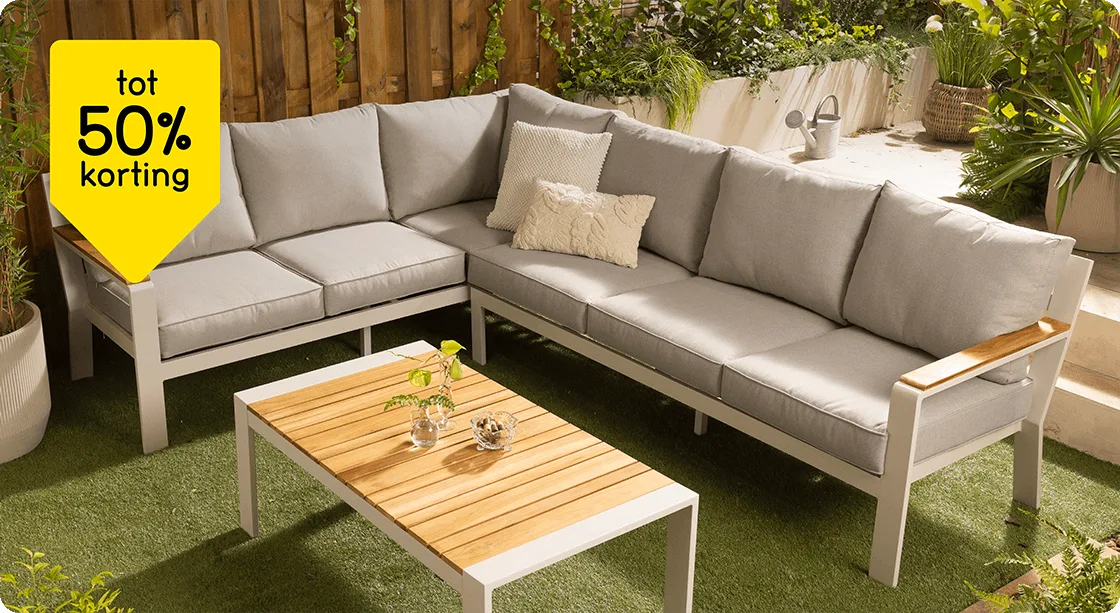 Alle loungesets en tuinbanken tot 50% korting