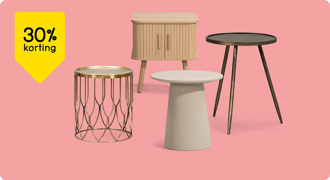 Alle bijzettafels 30% korting