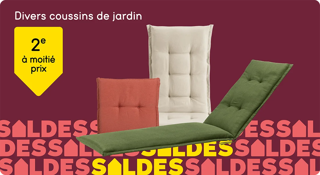 Divers coussins de jardin 2e à moitié prix