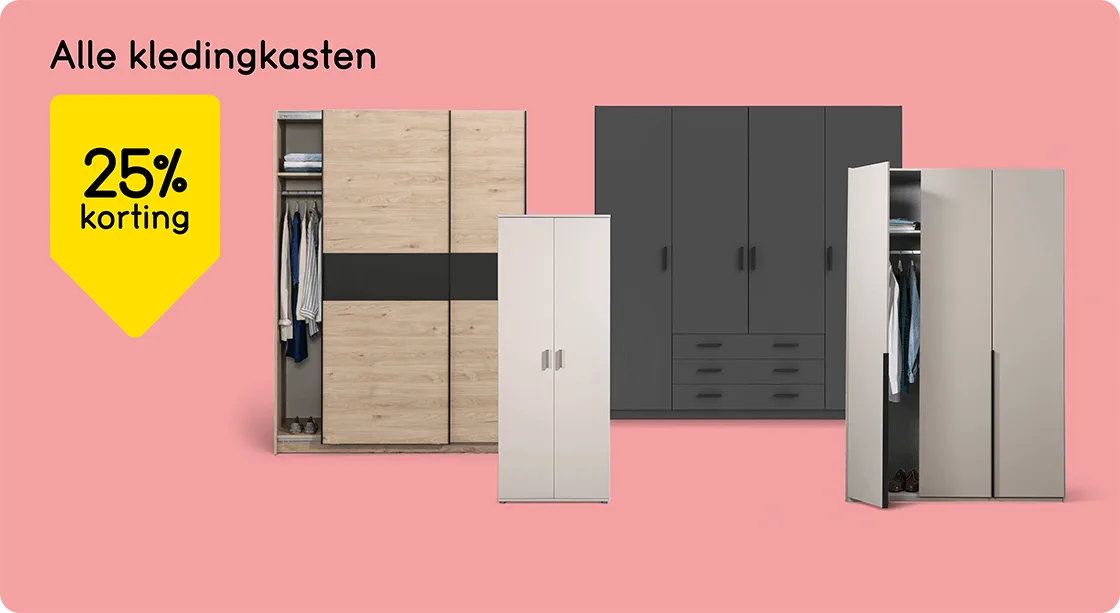 Alle kledingkasten 25% korting