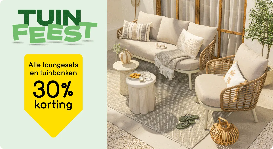 Alle loungesets en tuinbanken 30% korting