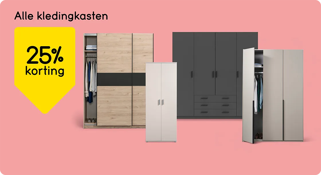 Alle kledingkasten 25% korting