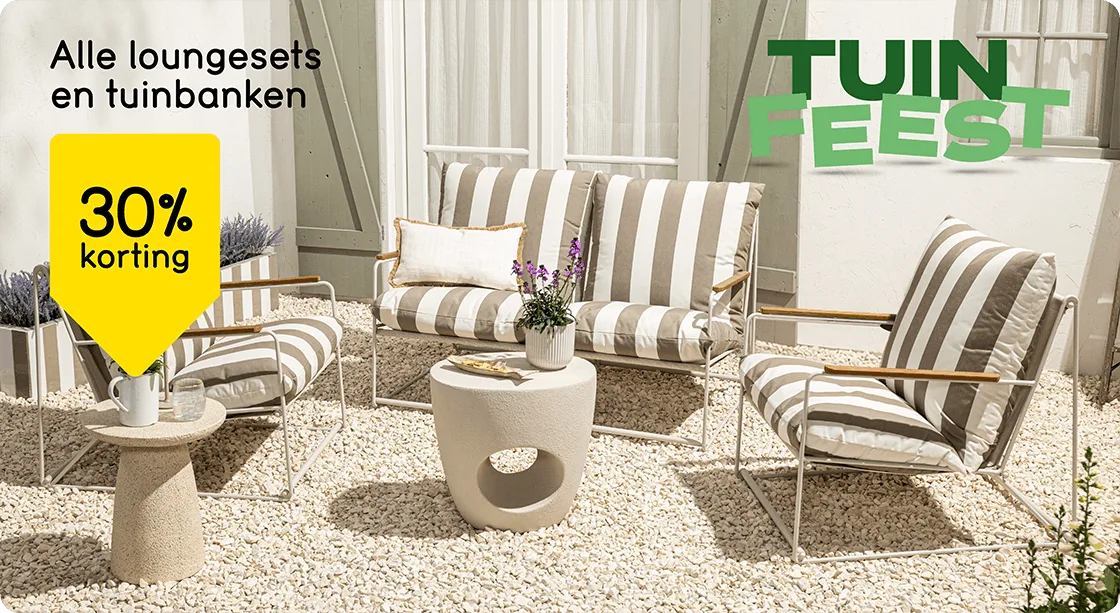 Alle loungesets en tuinbanken 30% korting