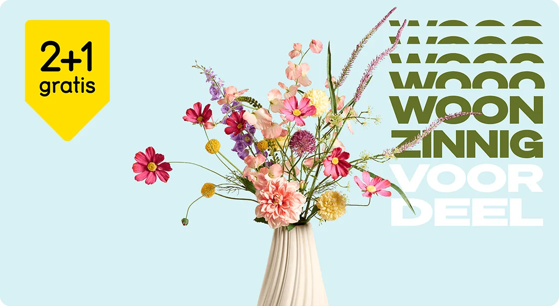 Alle kunst- en droogbloemen 2+1 gratis