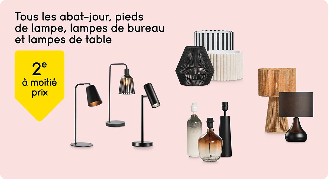 Tous les abat-jour, pieds de lampe, lampes de bureau et lampes de table