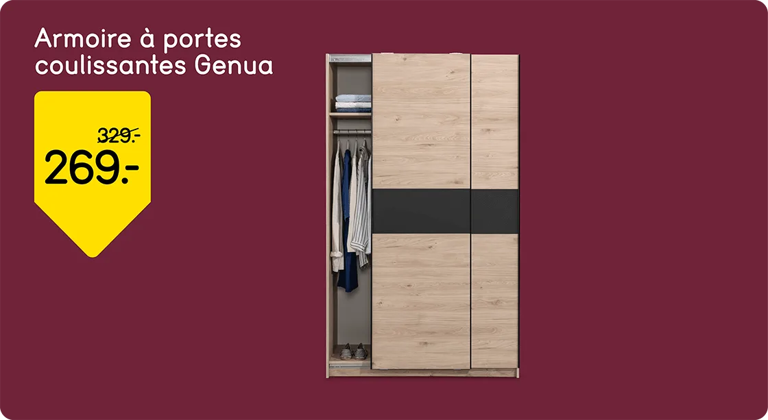 Armoire à portes coulissantes Genua de 329,- pour 269,-