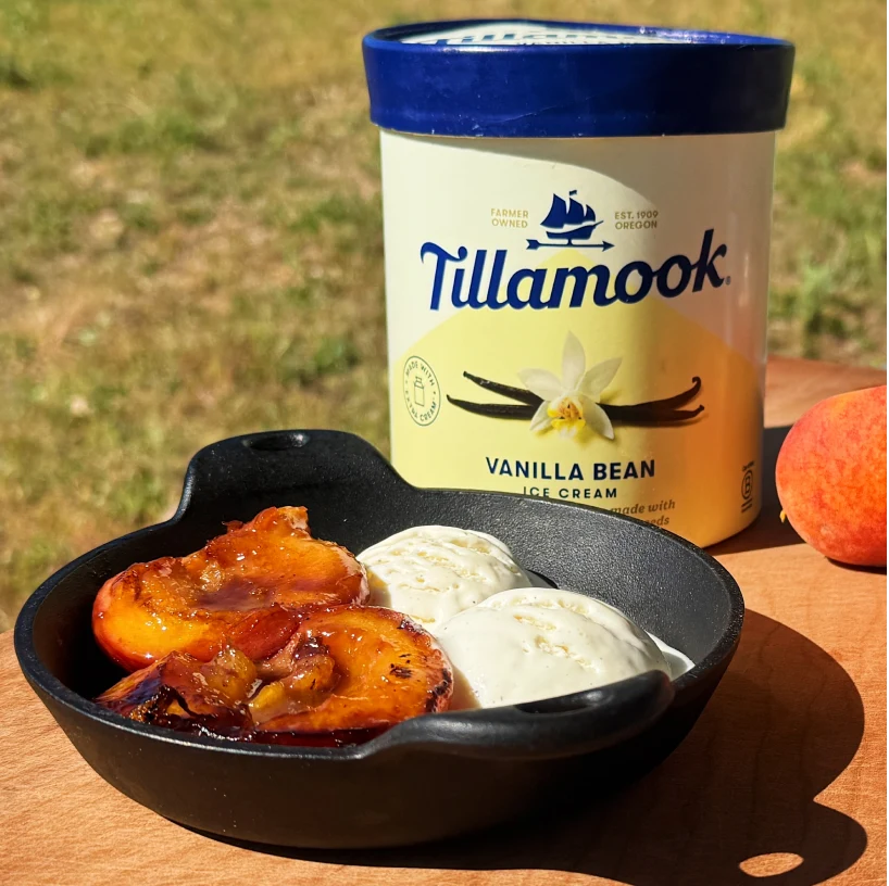 Recipe: Warm Peaches with Vanilla Bean Ice Cream