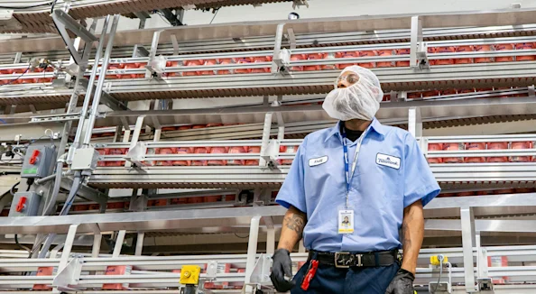 Tillamook worker in ice cream manufacturing facility