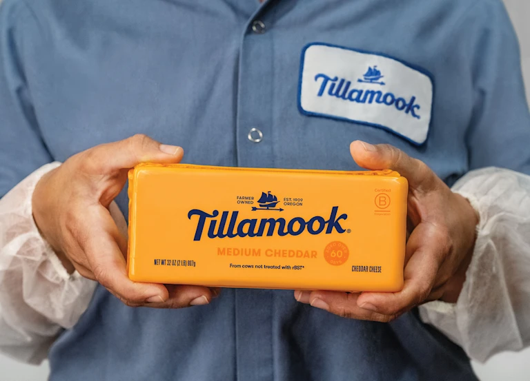Tillamook Medium Cheddar Cheese Up close package shot