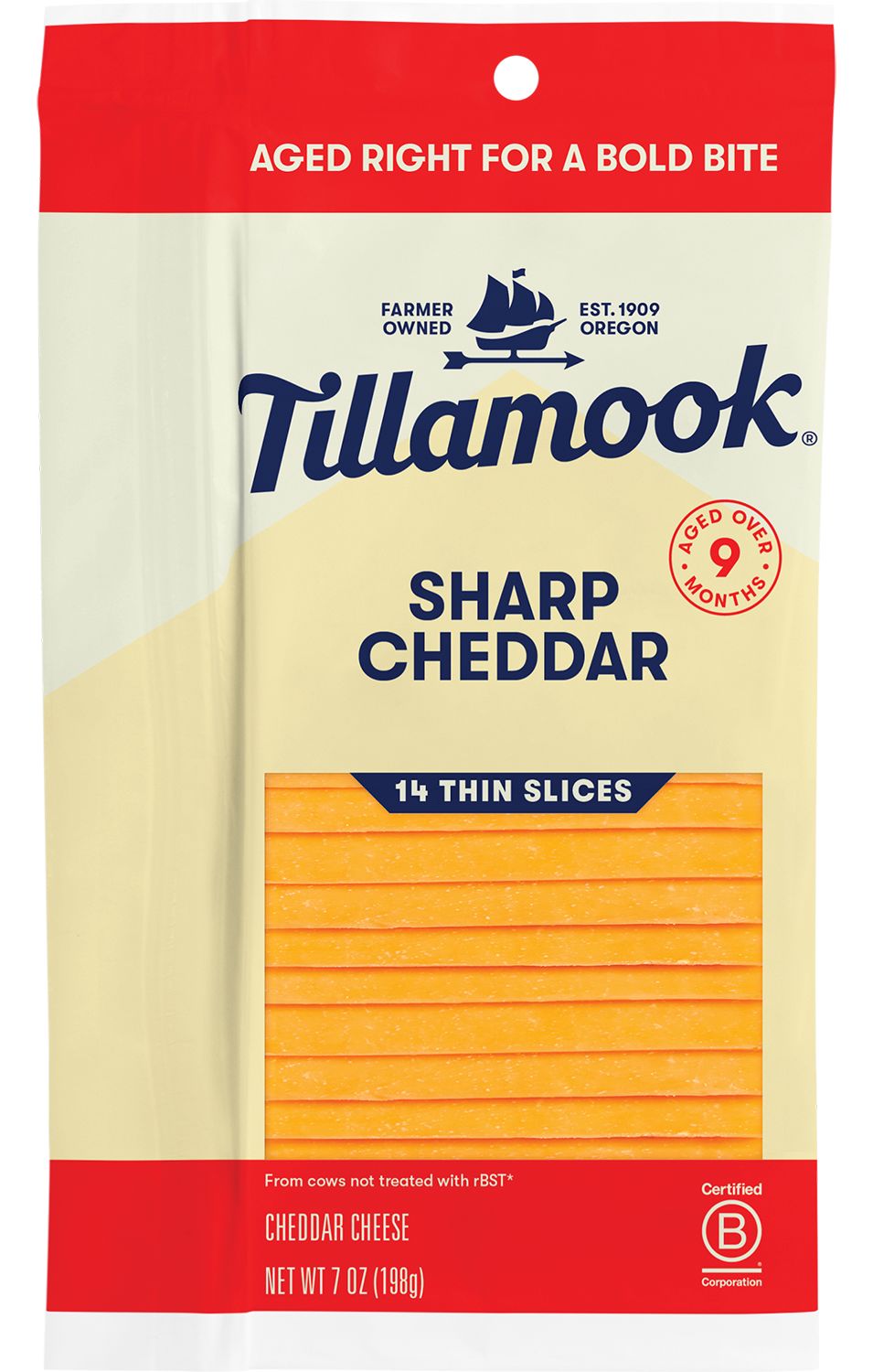 Sharp Cheddar Cheese Thin Slices Tillamook