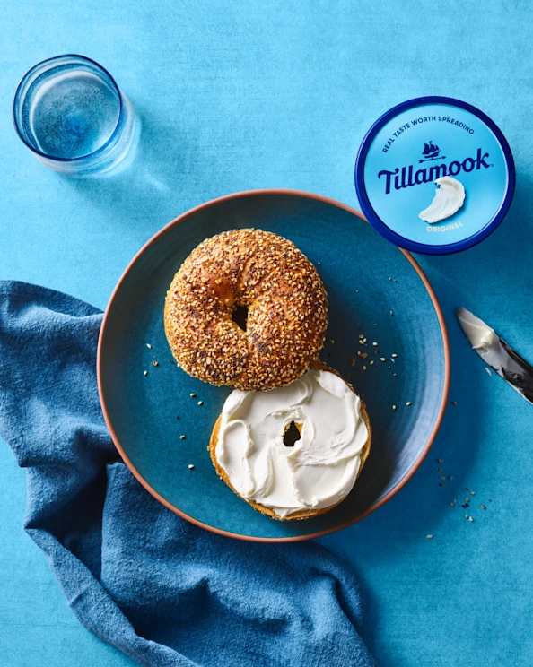 Cream cheese on bagel