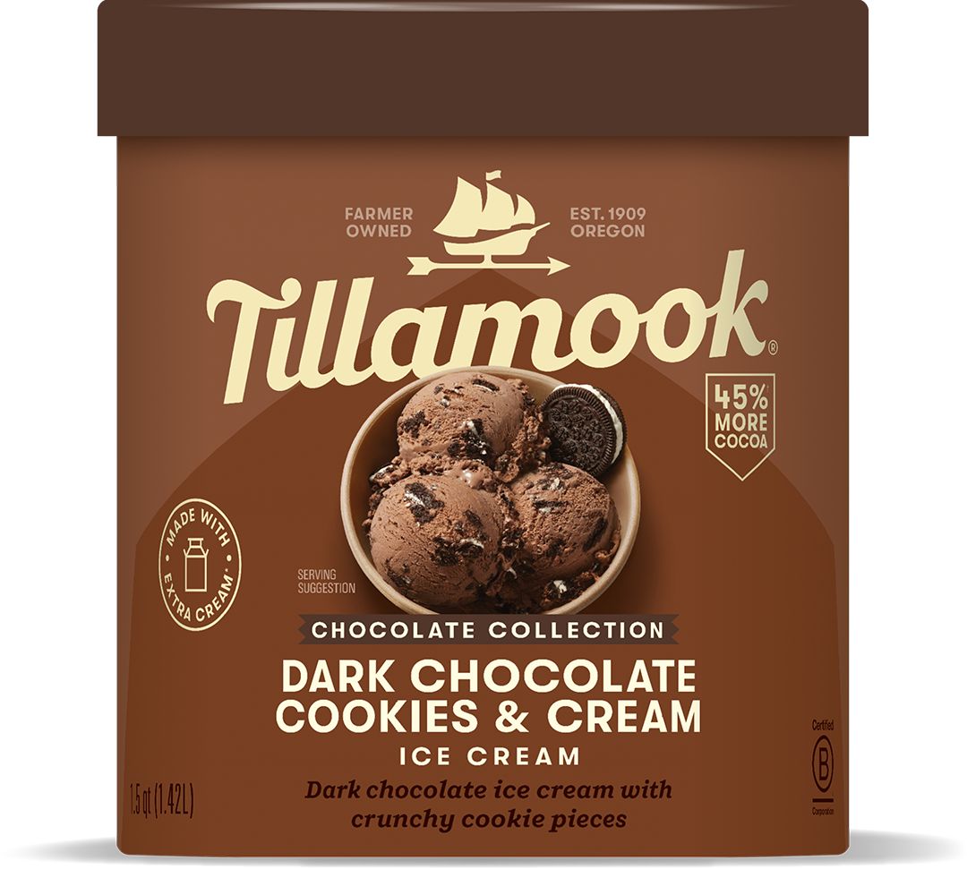 Dark Chocolate Cookies & Cream Ice Cream - Tillamook