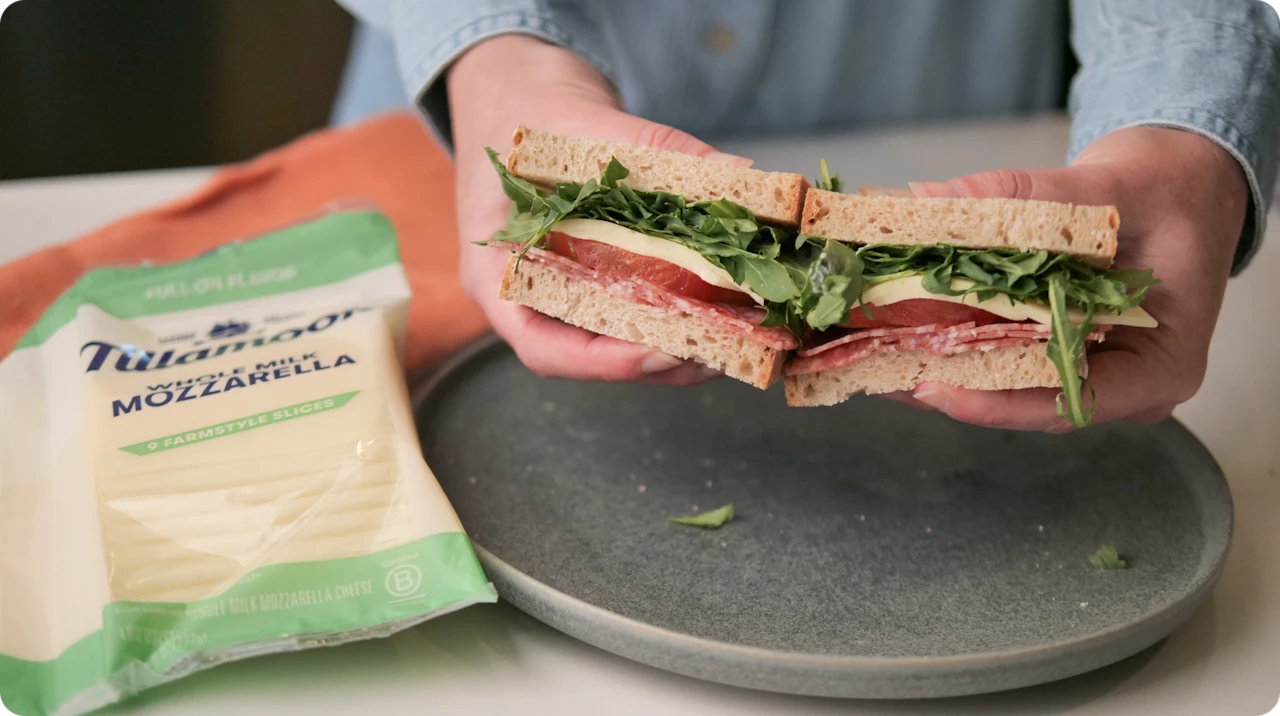 Tillamook mozzarella slices sandwich