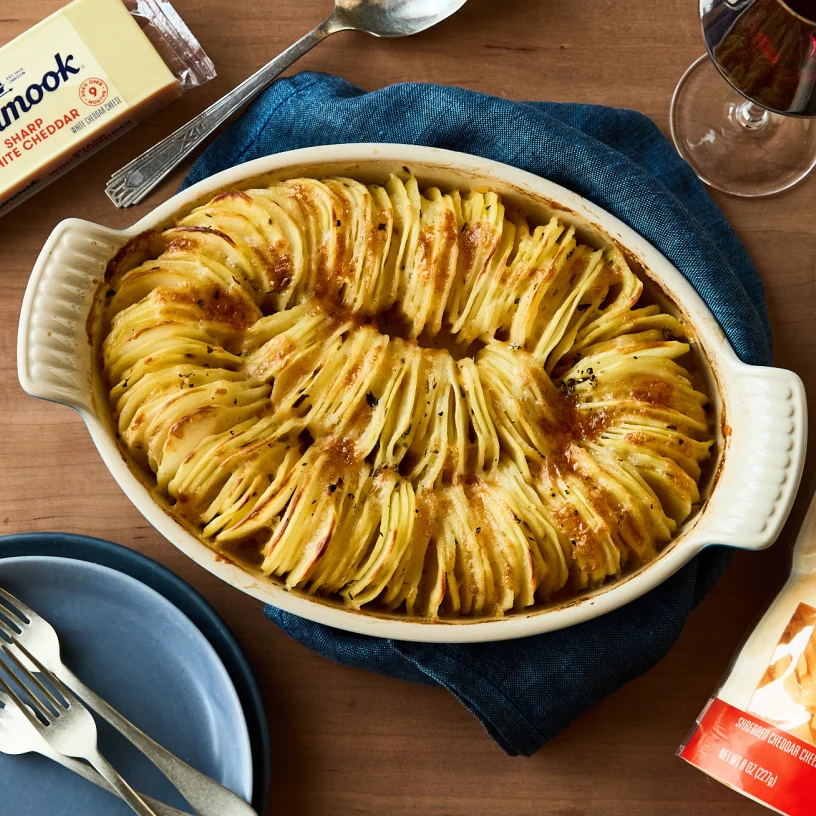 Cheesy hasselback potato gratin