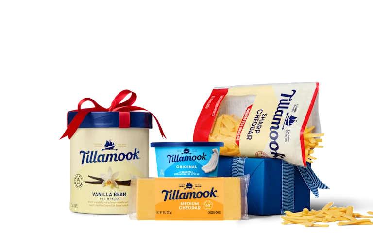 Stack of Tillamook products.