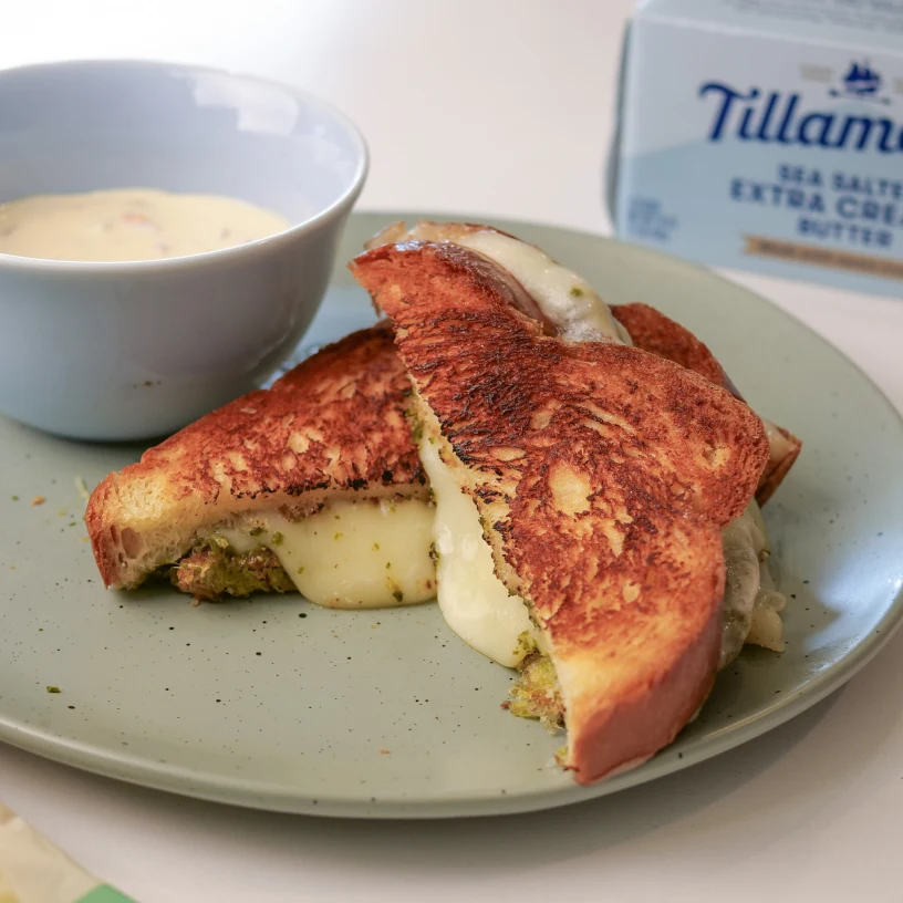 Tillamook pesto grilled cheese